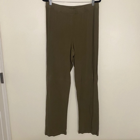 SKIMS Pants - Skims Women's Olive Green Stretch Pull-On Ribbed Loungewear Pants XL